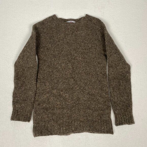 Vintage Made in Scotland John Tulloch Pure Wool Brown Long Knit Sweater - Picture 1 of 9